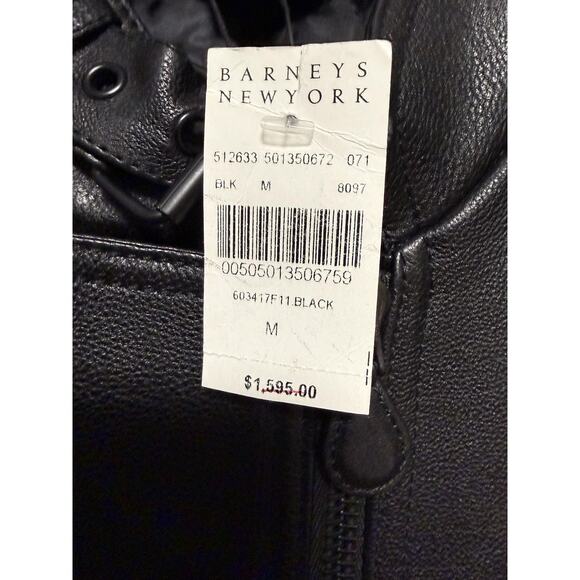 Alexander Wang Jacket Mens Medium Black Leather Asymmetric Knit Cuffs 603417F11 - Picture 4 of 16